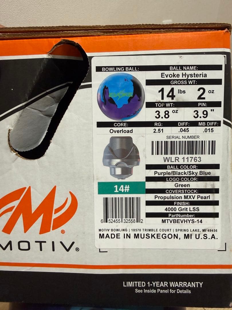 MOTIV EYOKE 3つ穴14ポンド ラウンドワンボール3つ穴11ポンド