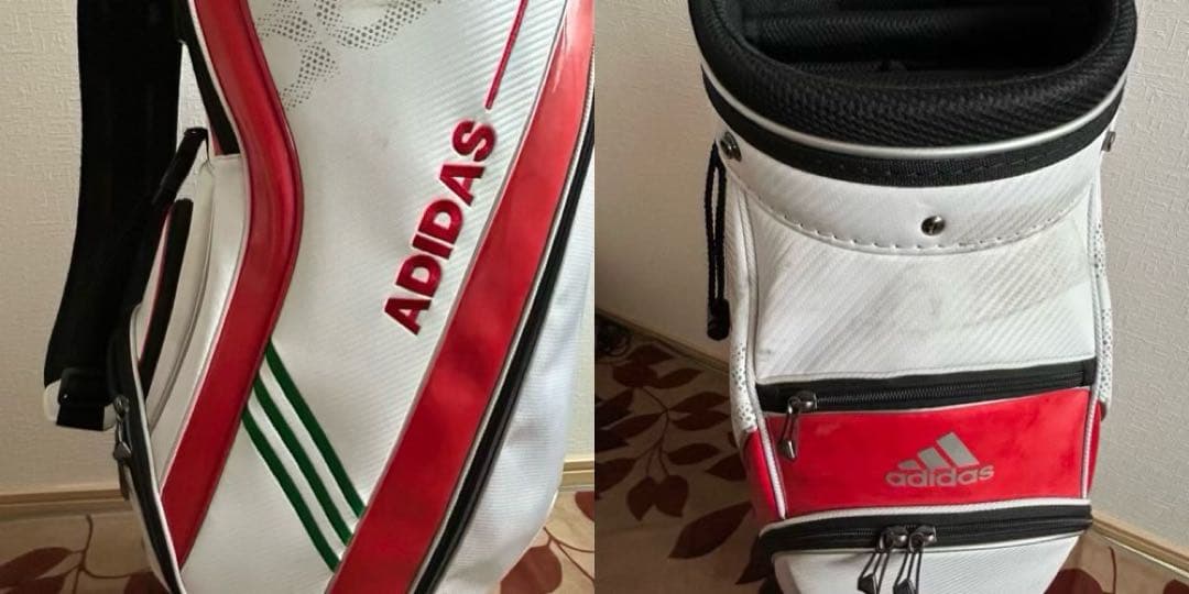 ※商品説明見てください※ADIDAS キャディバッグ ホワイト/レッド
