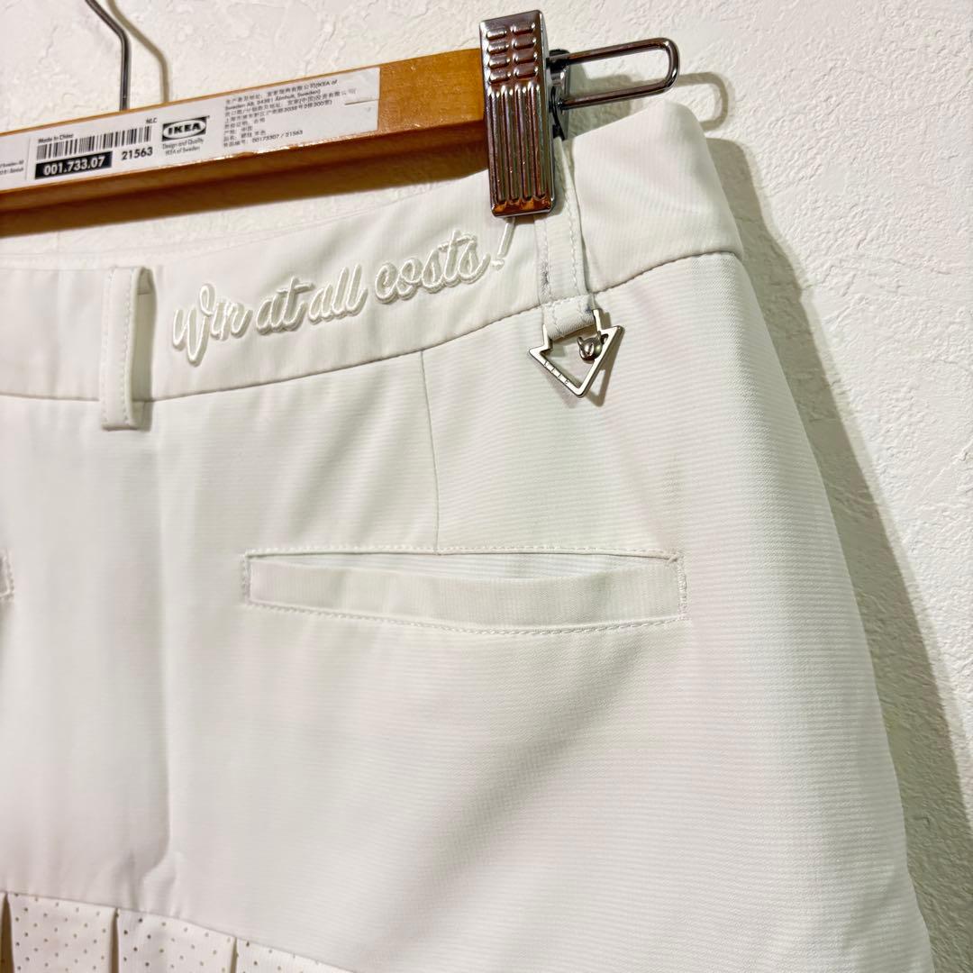 【WAAC】美品　プリーツスカート　レディースＬ　ゴルフ　ワック　フレア　白
