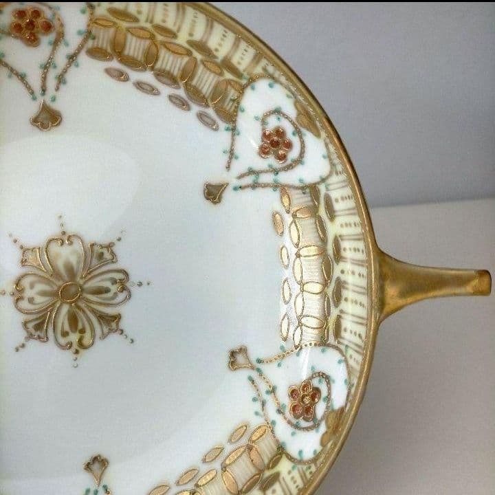 オールドノリタケ（カエデ印） エナメル金彩点盛り花絵皿