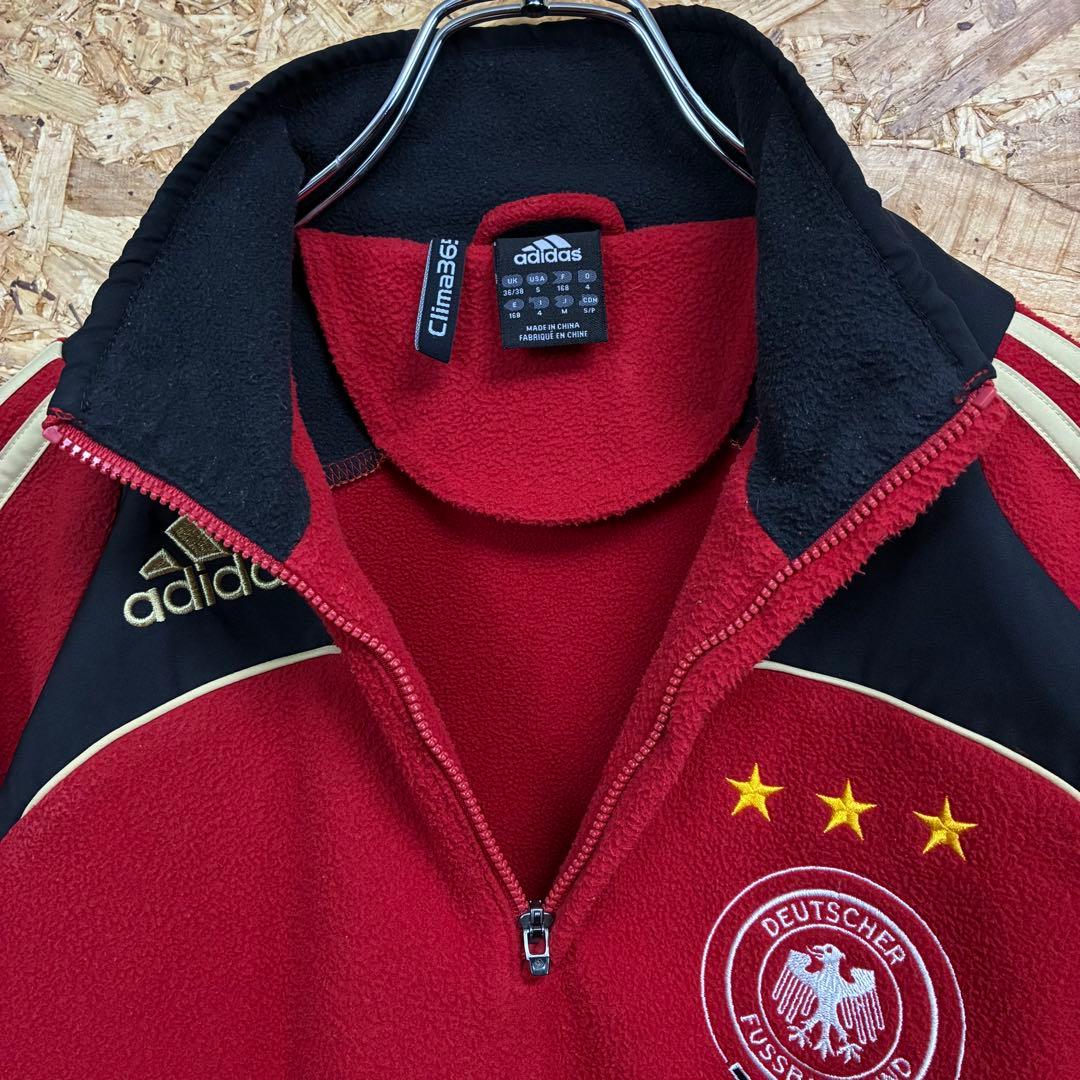 ★adidas★ドイツ代表★フリース★刺繍ロゴ★M相当★赤×黒×白★