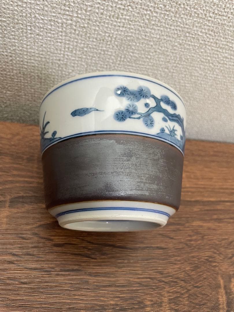 【有田焼】染付 松竹梅文 蓋付小鉢（大ぶり）草書落款 時代物