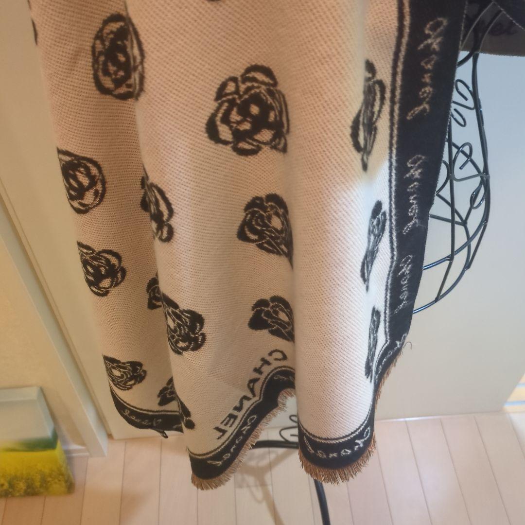 Chanel ロゴ スカーフ ブラック ベージュ 90cm