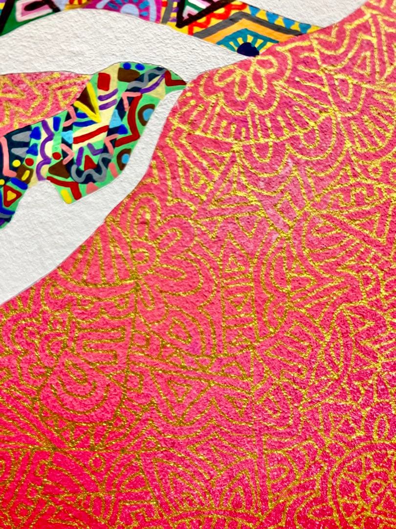 原画　鯨　動物画　絵画　アクリル画　現代アート　細密画　手描き　一点物