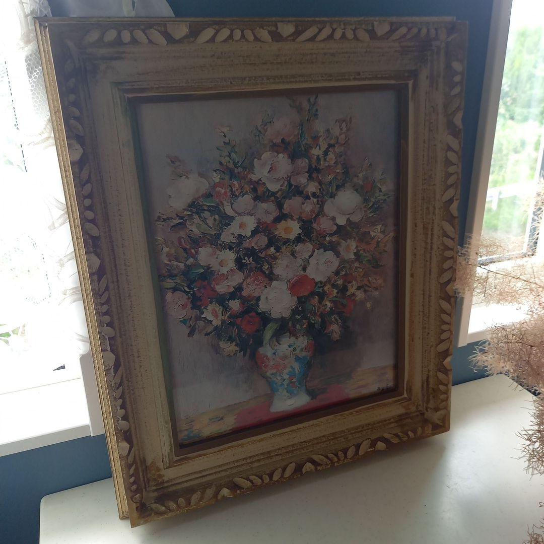 庭園の花 ダイフ 複製画 レプリカ 額装　52×61cm 心に宿る世界の名画