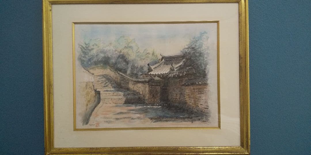 鬼頭勝 水彩画 風景画 【(大和寺)東大寺 裏参道】