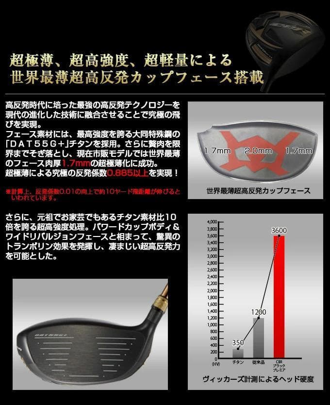 【新品】世界最薄超高反発ＣＢＲブラックプレミア　V-spec α-Ⅳシャフト