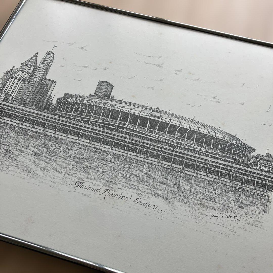 Cincinnati front Stadium ペン画