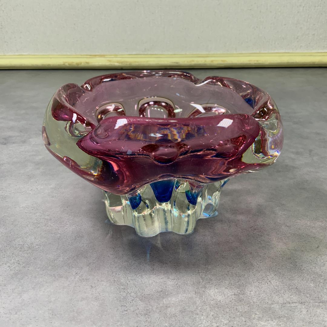 ヴィンテージ ガラス アクセサリートレイ グラデーション ピンク×青 花器 花瓶
