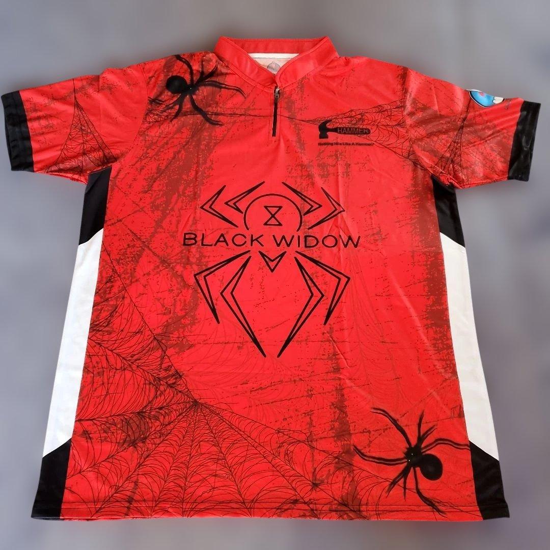 ✨新品✨ボウリングウェア　日本サイズ2XL　ブラックウィドー　ハンマー　レッド