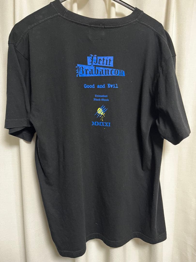 Petit Brabancon L ブラックTシャツ ロゴ犬デザイン