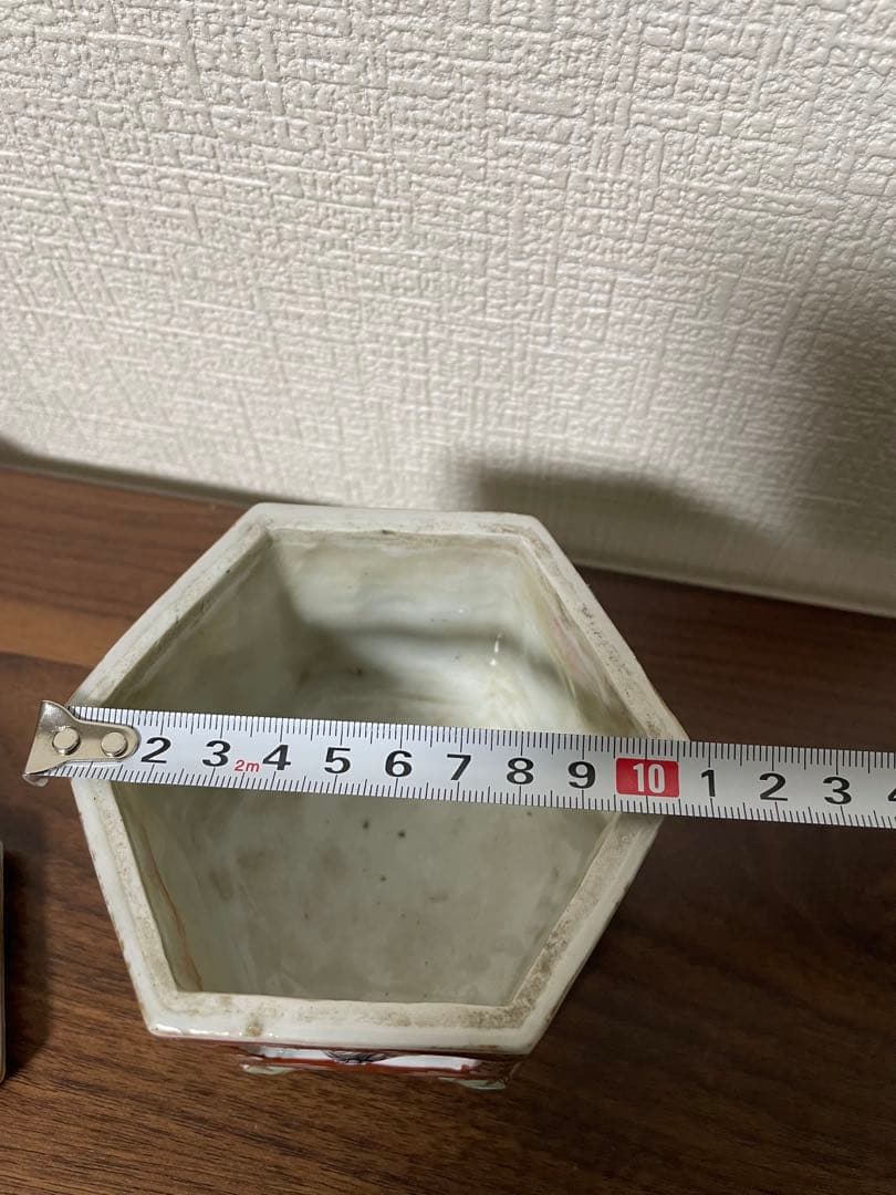 時代物 九谷焼 赤絵金彩 六面香炉 獅子火屋 賢人聖獣図 古美術