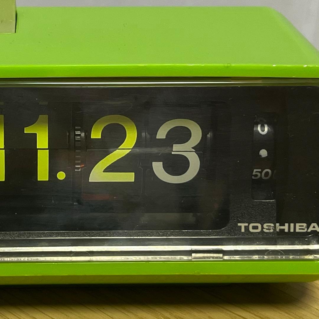 【メンテ済み】最終価格！東芝パタパタ時計 おはようTCM-953 緑