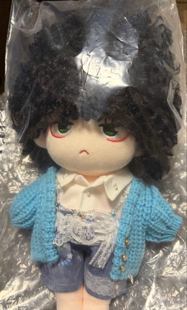 王一博 20cm ぬいぐるみ＋レース衣装水色＋靴　美品　ウィッグ付