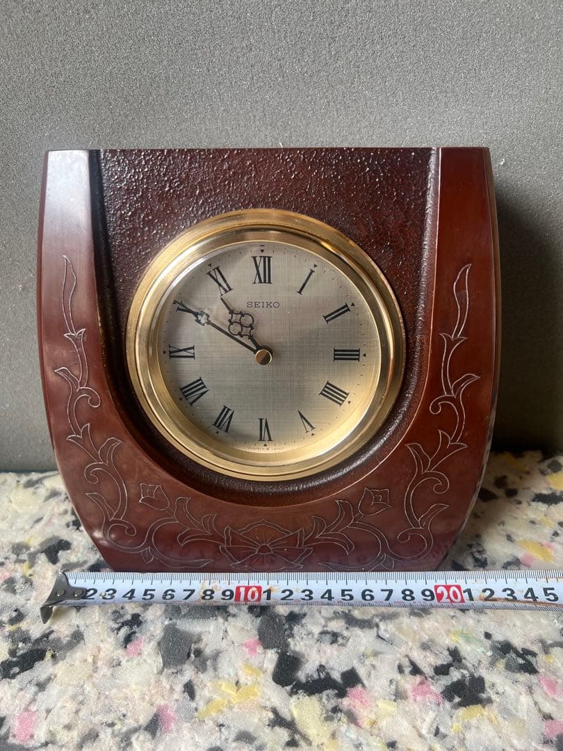 SEIKO QW842Bブラウン置時計