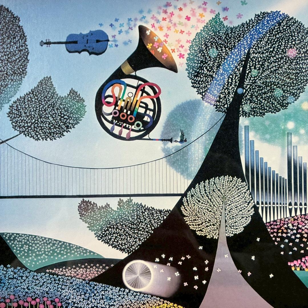美品 藤城清治「花園のシンフォニー」ダイヤモンドスクリーニング 保証書有 影絵