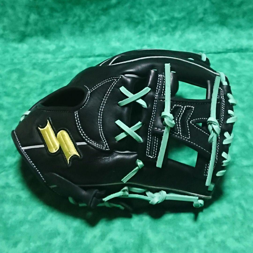 【未使用】SSK 軟式内野手用 トライチャージ ブラック×エメラルドグリーン