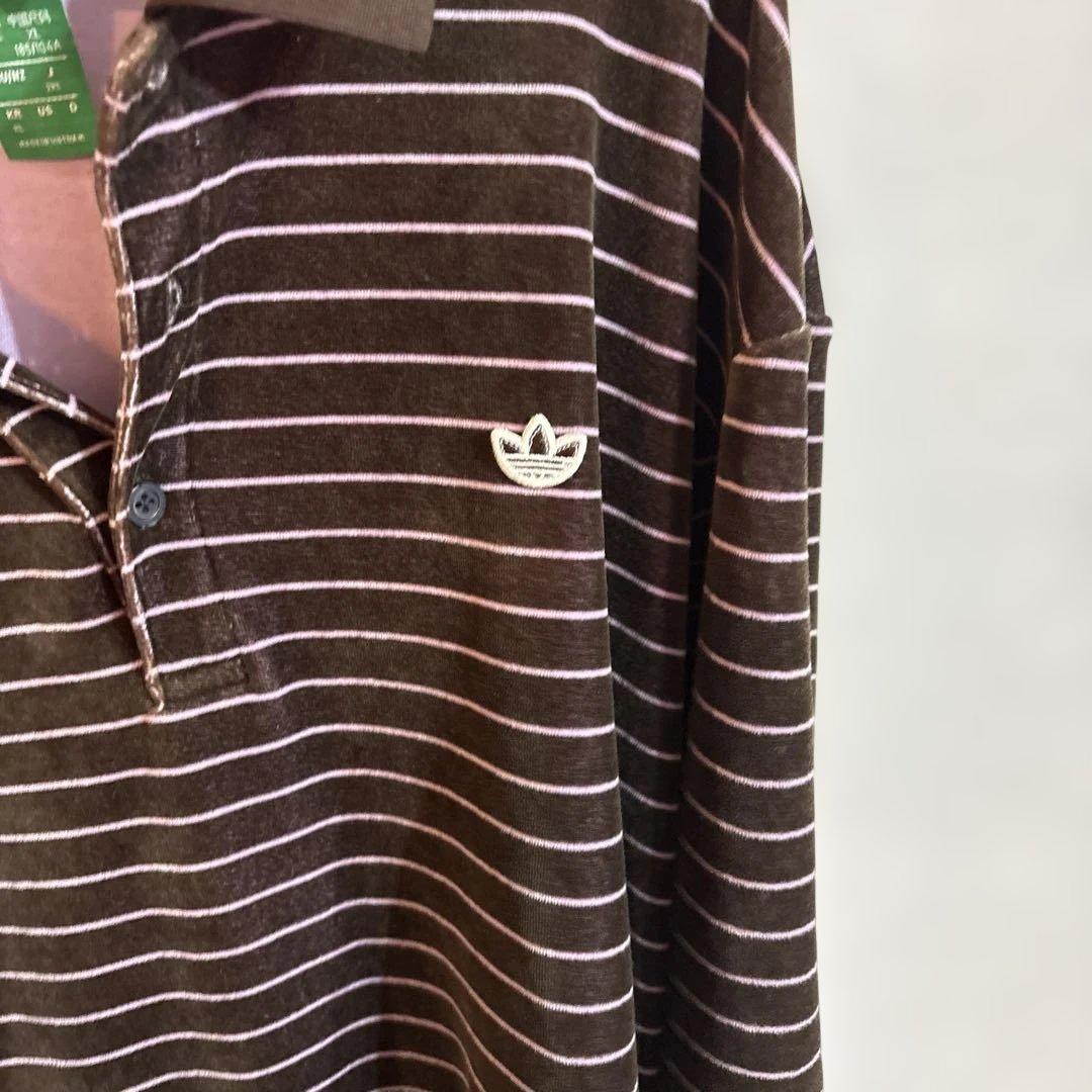 adidas ストライプ 長袖ポロシャツ XL ゴルフ　着用私服で短時間1回