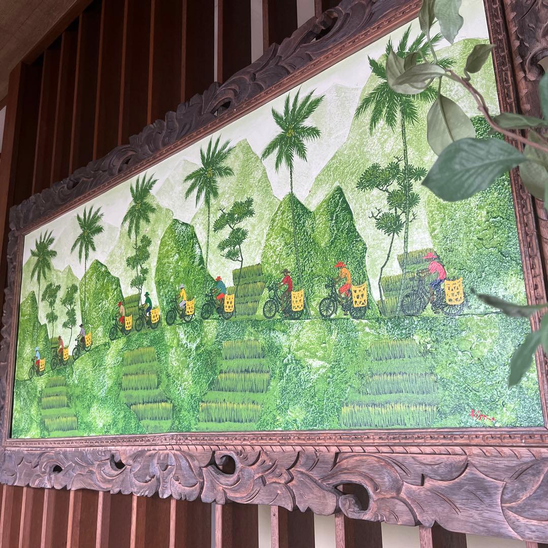 【直接引き取り】アジアン　バリウブド　特大サイズ　絵画　パネル