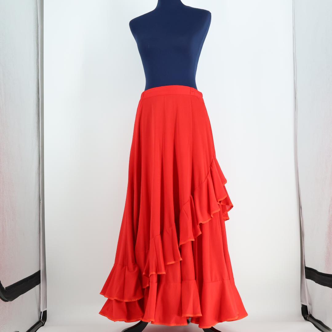 【フラメンコ衣装】レッド prima boutique ファルダ スカート