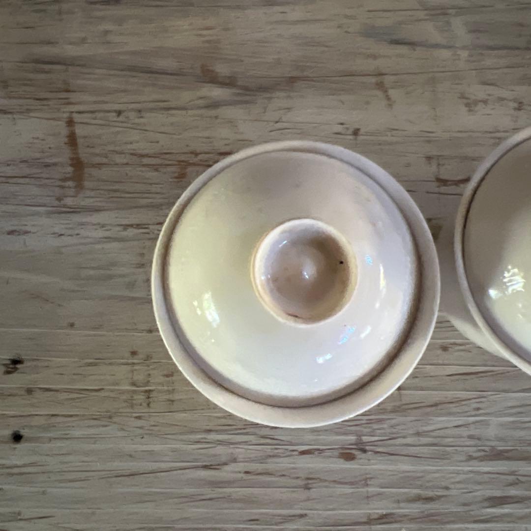 実家整理　古い白磁の蓋茶碗　五客　中国？