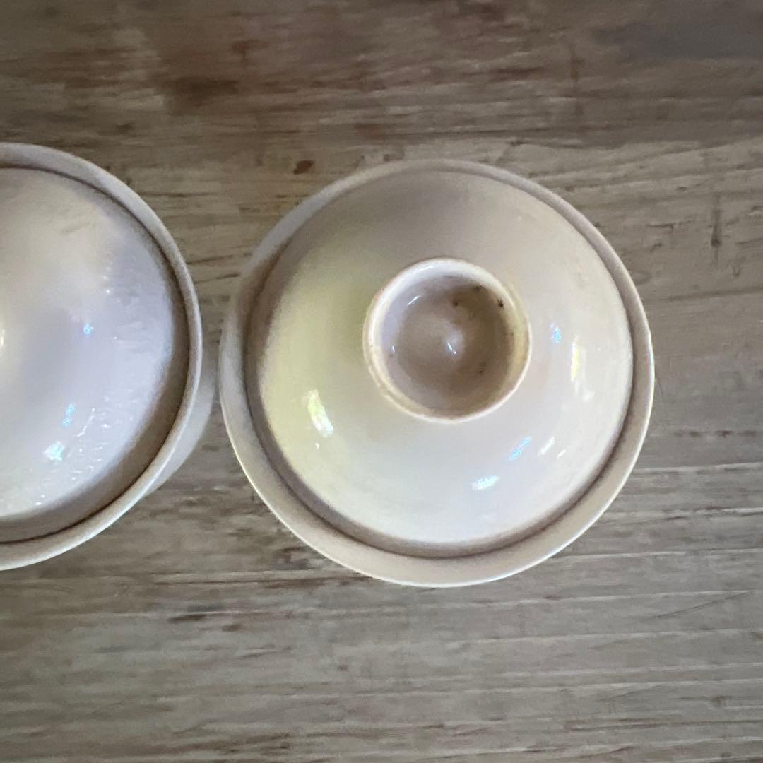 実家整理　古い白磁の蓋茶碗　五客　中国？