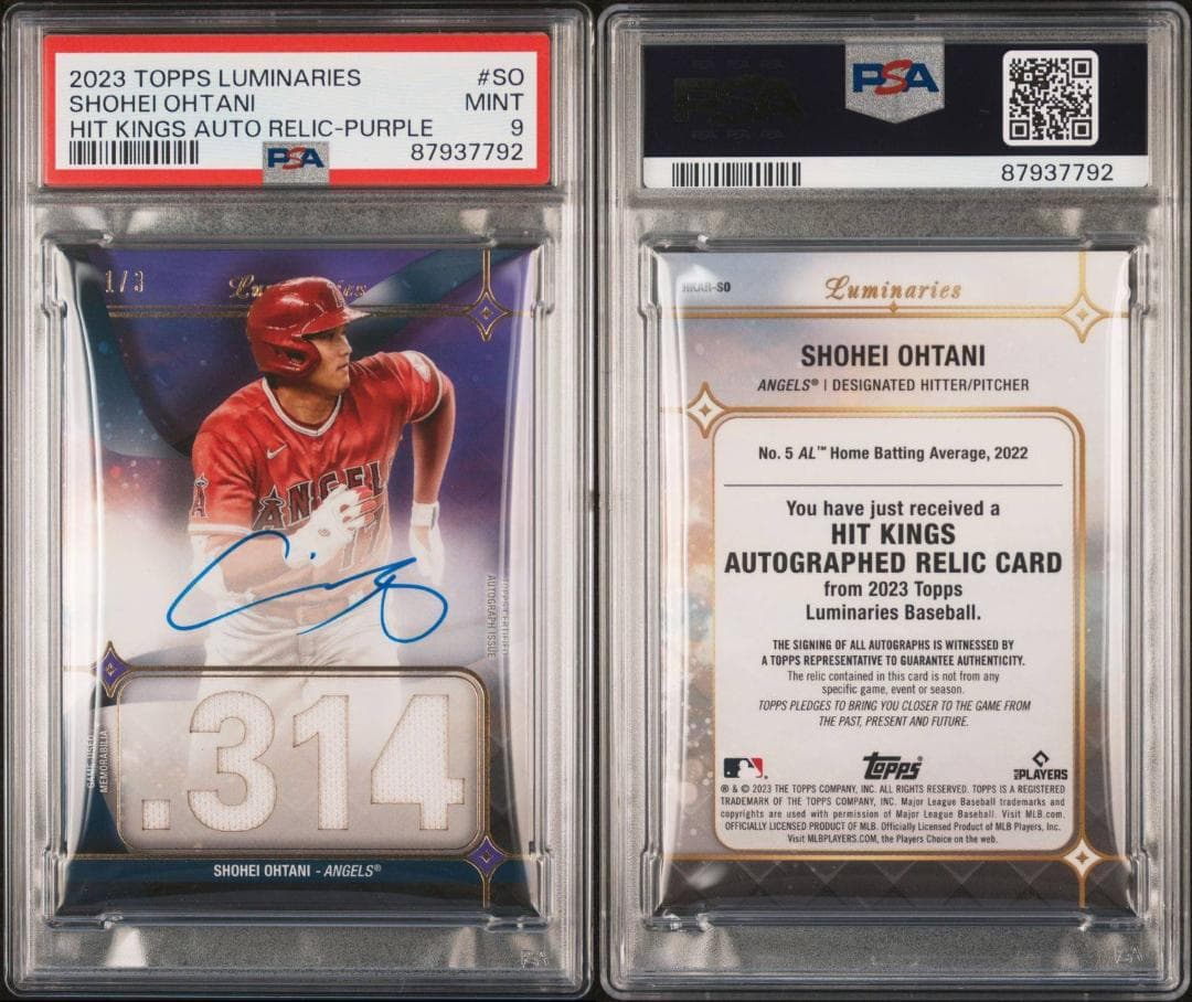 【希少ファーストNo.】大谷翔平_直筆オンカードサイン_世界3枚_PSA9鑑定品