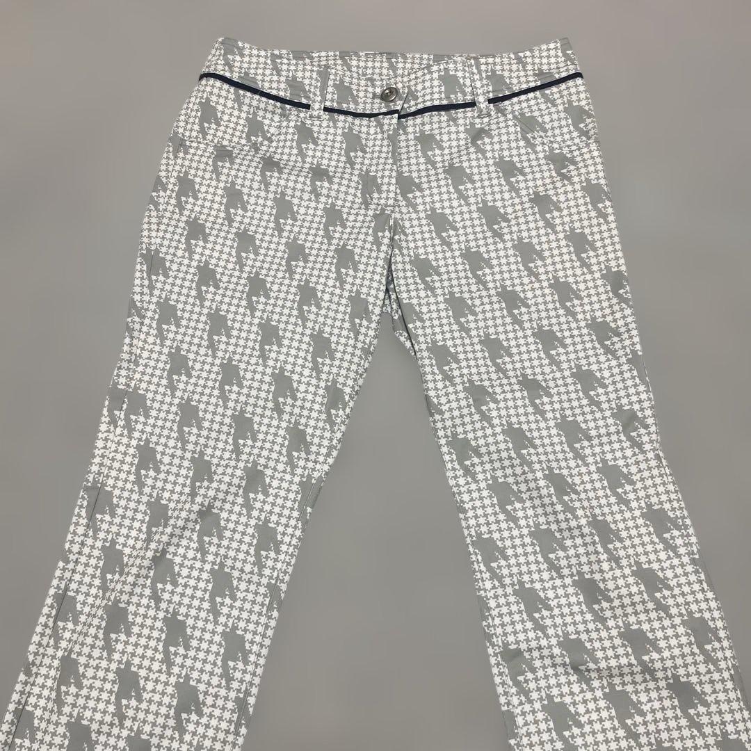 アンパスィ ゴルフパンツ レディース M デジタル千鳥格子柄 総柄 グレー