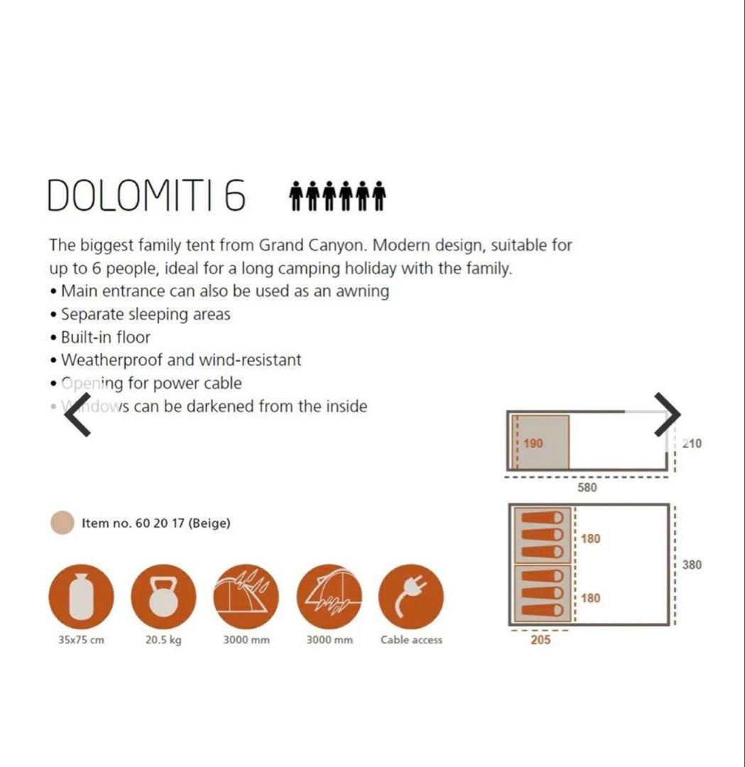 新品Dolomiti6ドロミテ6ファミリーテントGRAND CANYO