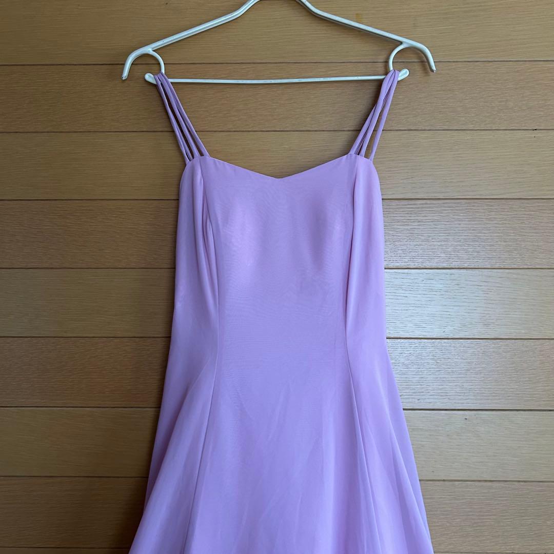 【美品】社交ダンス衣装ワンピース ドレス UNA ラベンダーピンク 上品 日本製