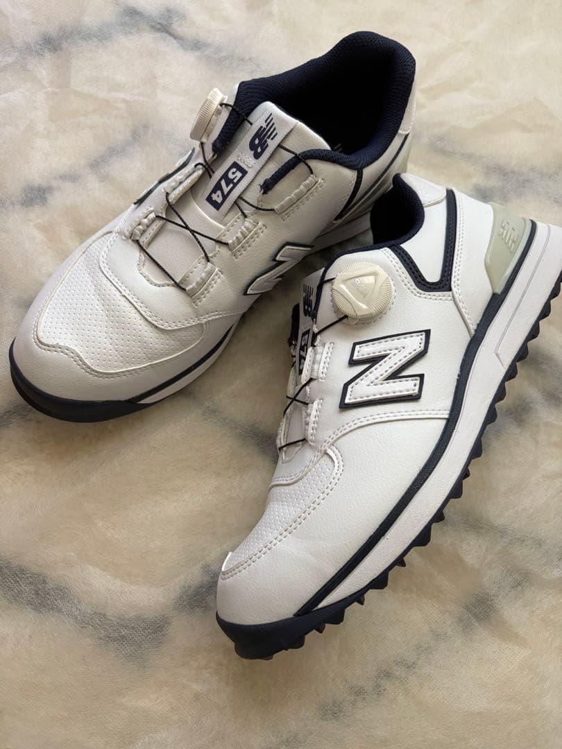 New Balance 574 ゴルフシューズ ホワイト/ネイビー