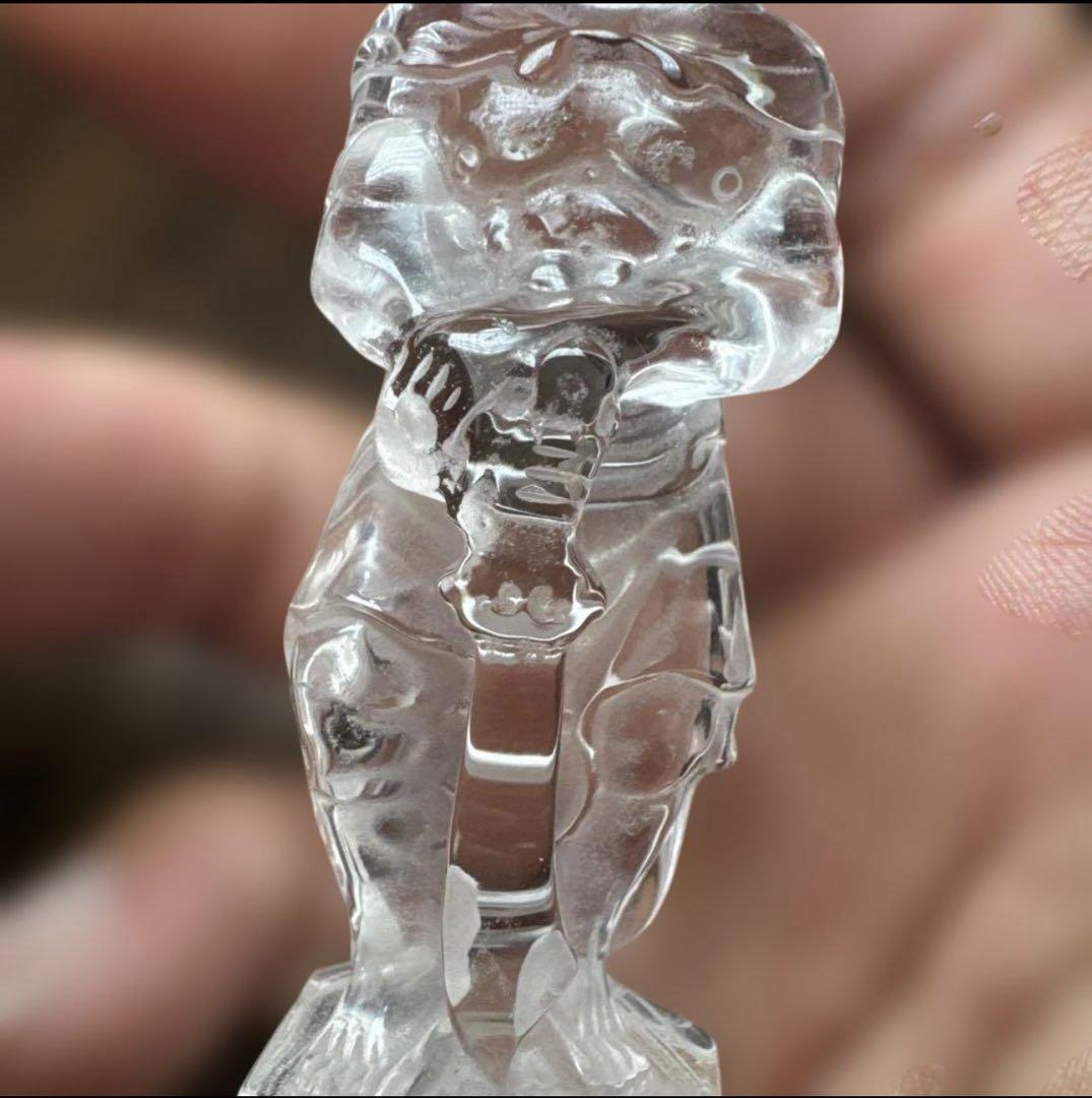【高品質】不動明王 水晶彫刻 置物 台座付き