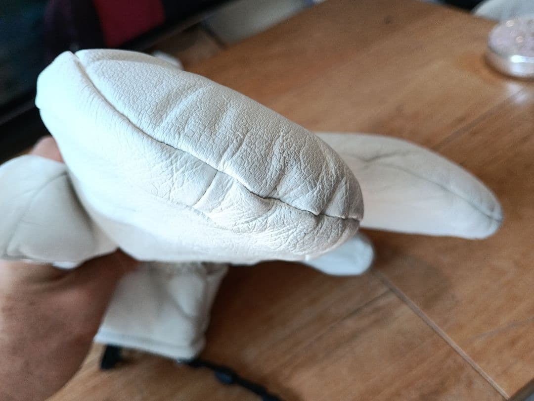 美品【最高級】レザー ミトン グローブ ホワイト GORE-TEX メンズ:L