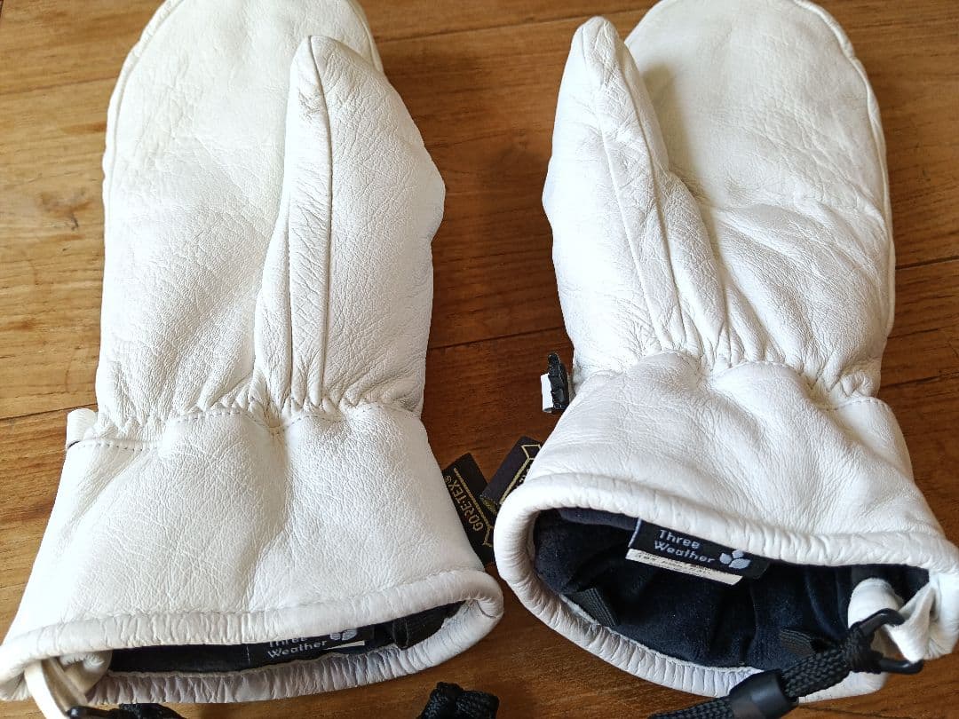 美品【最高級】レザー ミトン グローブ ホワイト GORE-TEX メンズ:L