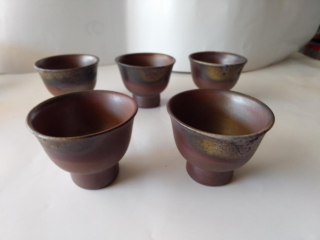 備前焼 木村陶峰 茶器 備前宝瓶 宝瓶 湯冷まし 茶杯 共箱 新品 未使用
