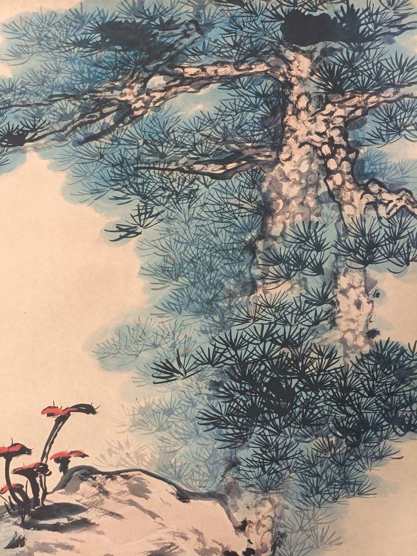 【张大千】崇寿 中国画 掛け軸 水墨画 和室 玄関 茶室 壁掛け 美術品