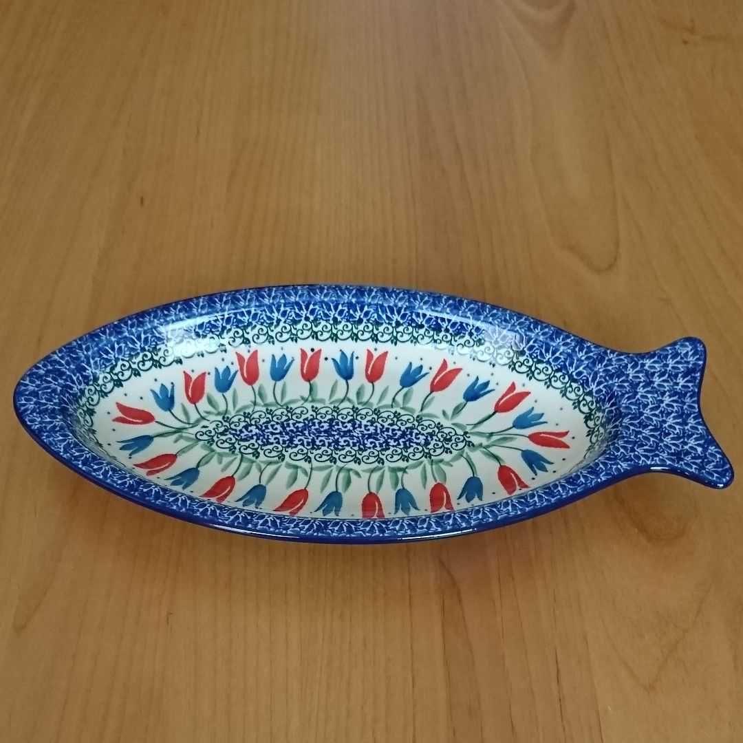 ポーリッシュポタリー 魚型の大皿(チューリップ)