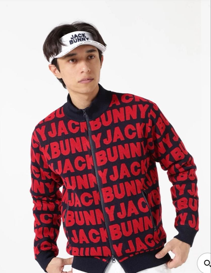 値下げ　新品タグ付 ジャックバニー ロゴフルジップニットブルゾン 4 ゴルフ
