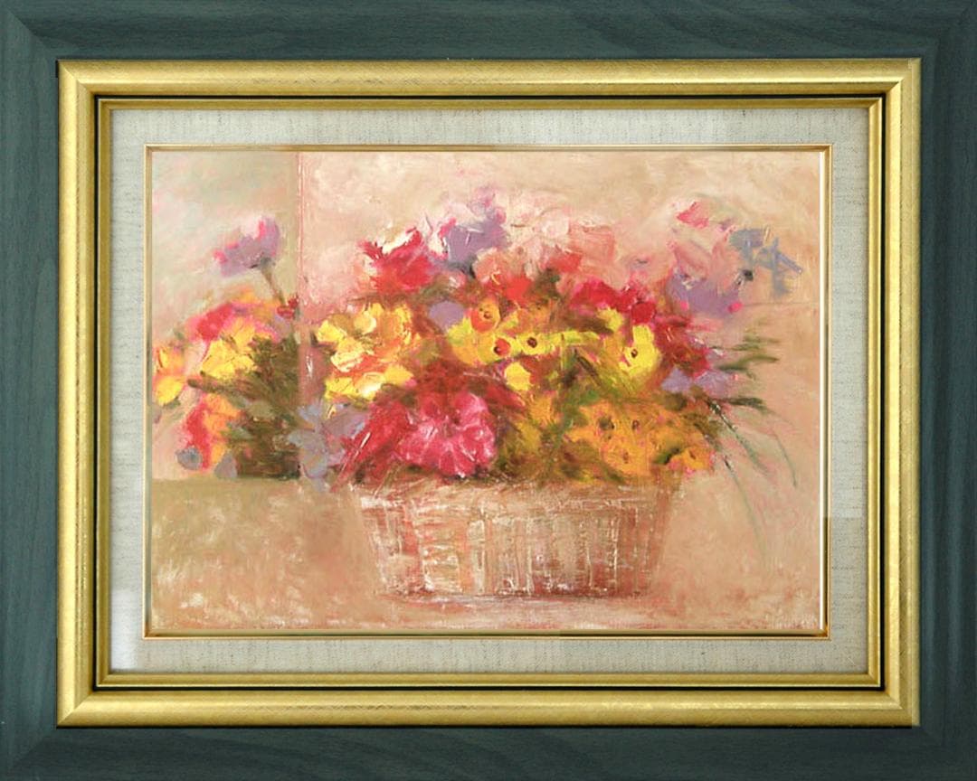 油絵 菅家令子 絵 絵画 インテリア 額付(白) uF6-110302 花