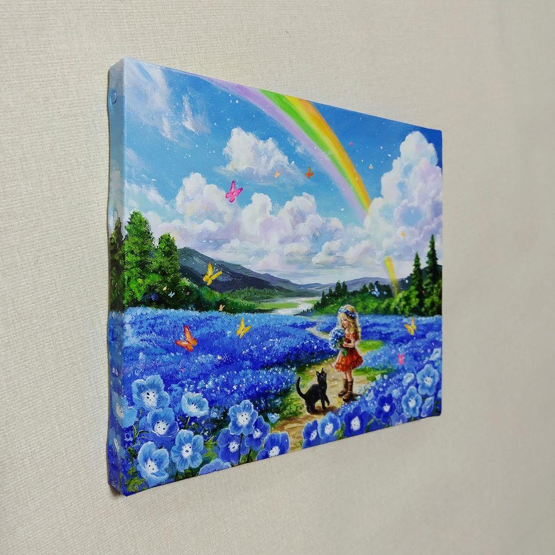 K*Z様 【青い花が輝く日】アクリル画 F3 風景画 絵画