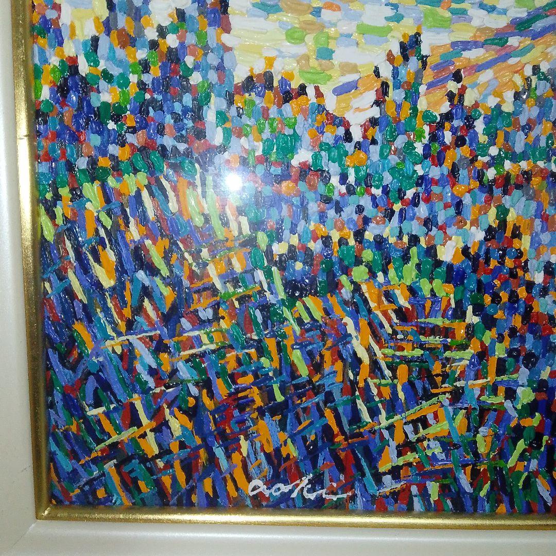 富士山 アクリル画？ F6 ダイヤモンド富士 点描画家