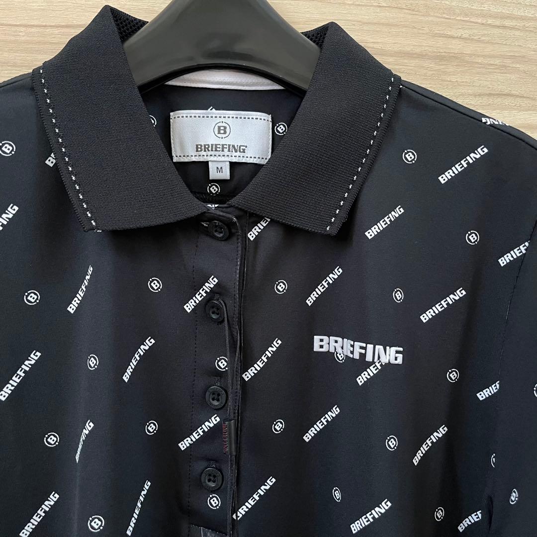 新品★23,100円 黒M BRIEFINGゴルフ ポロシャツ ロゴ総柄