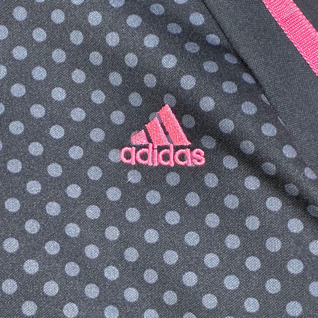 adidas ドット柄　トラックジャケット ジャージ　ネイビー×ピンク　M