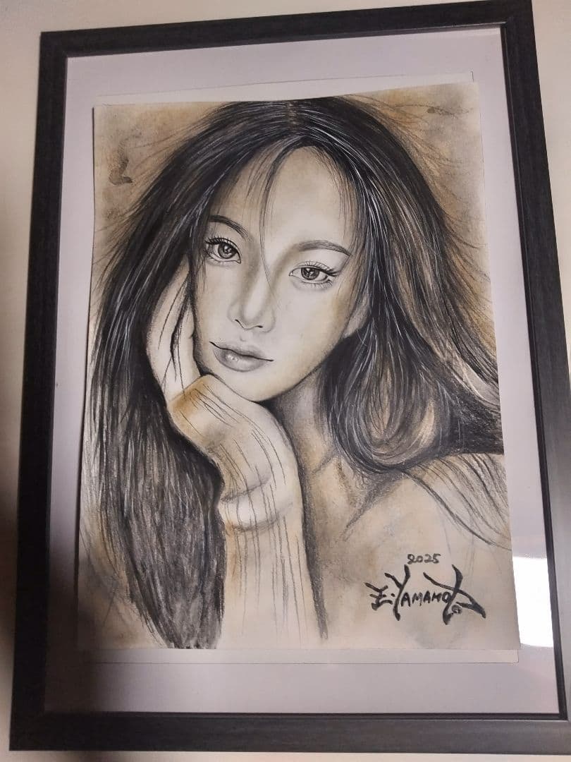 裸婦、美人画、絵画4F瞳の先、山本英二、真作、肉筆、新品額縁、高塚省吾、森本草介