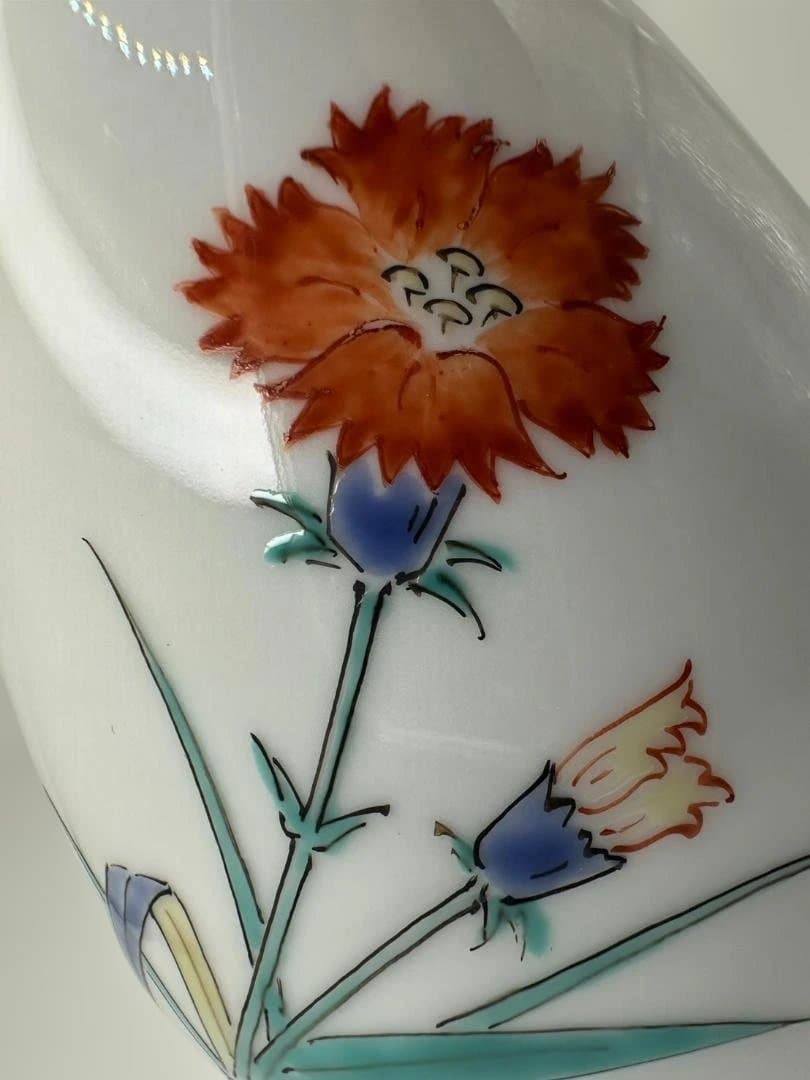 【極美品】人間国宝 十四代 酒井田柿右衛門 錦 撫子文 一輪生（共箱・有田焼）