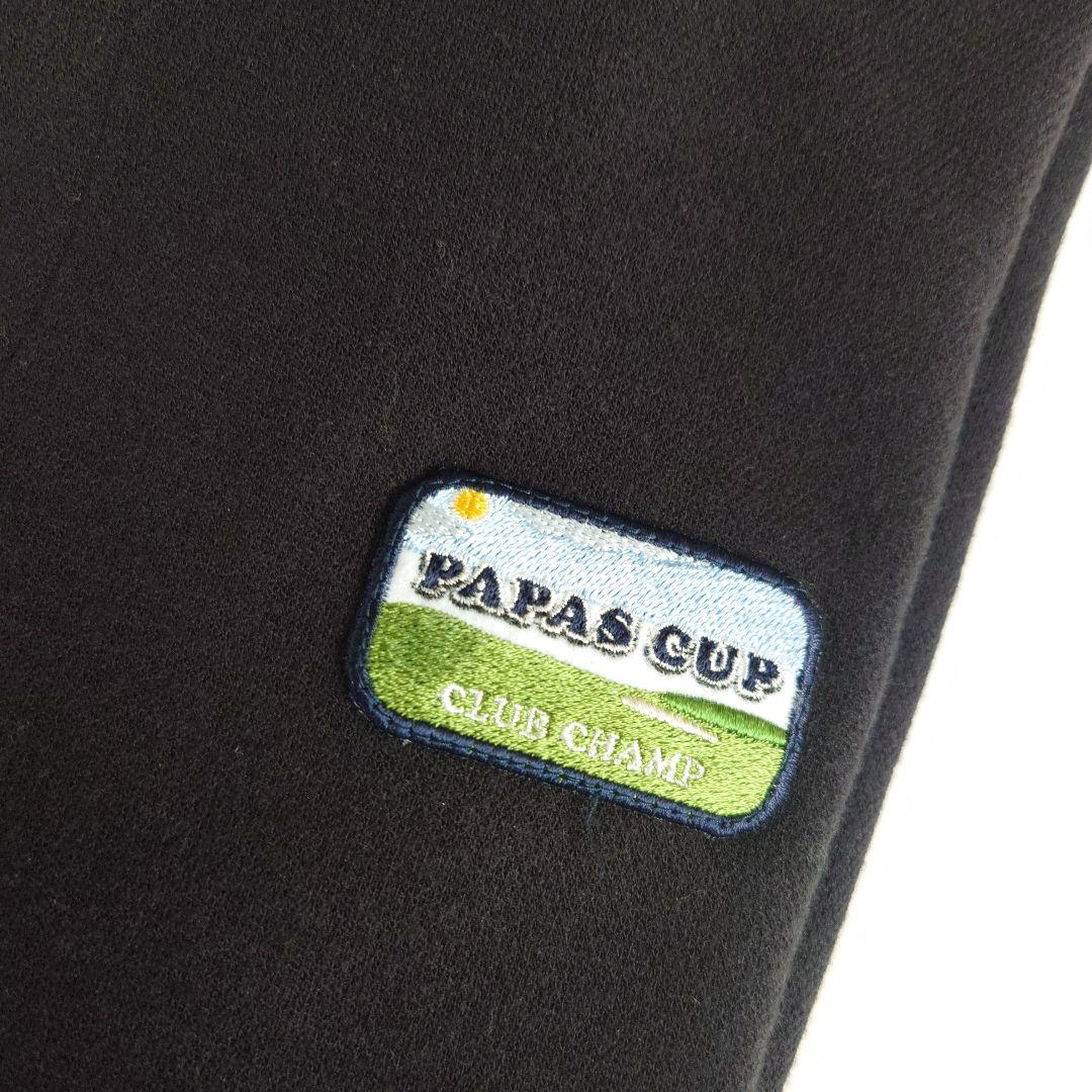 PAPAS PLUS 黒 ポロセーター　バッグプリント　新品