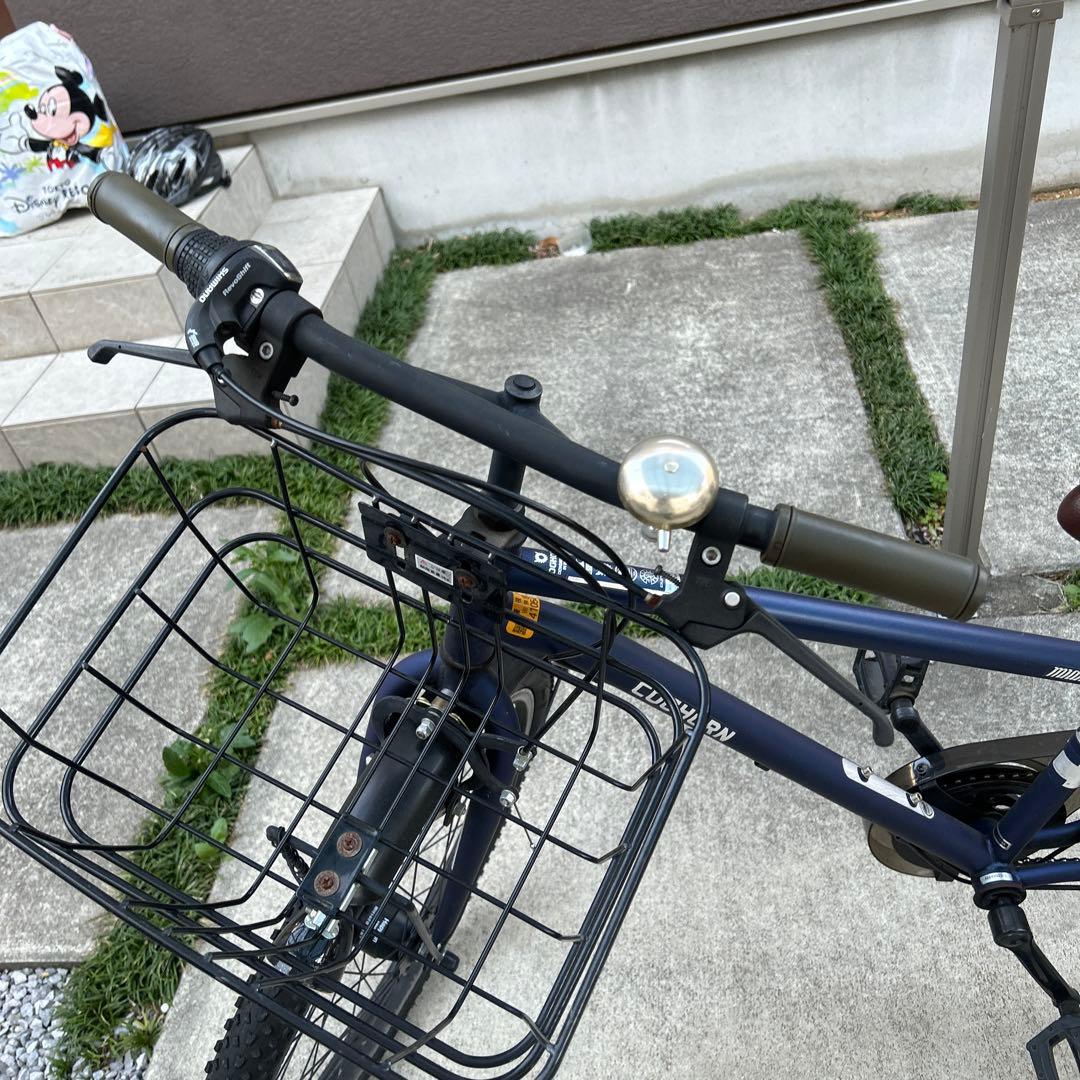 24インチ 子供用自転車 ネイビーブルー 前カゴ付き