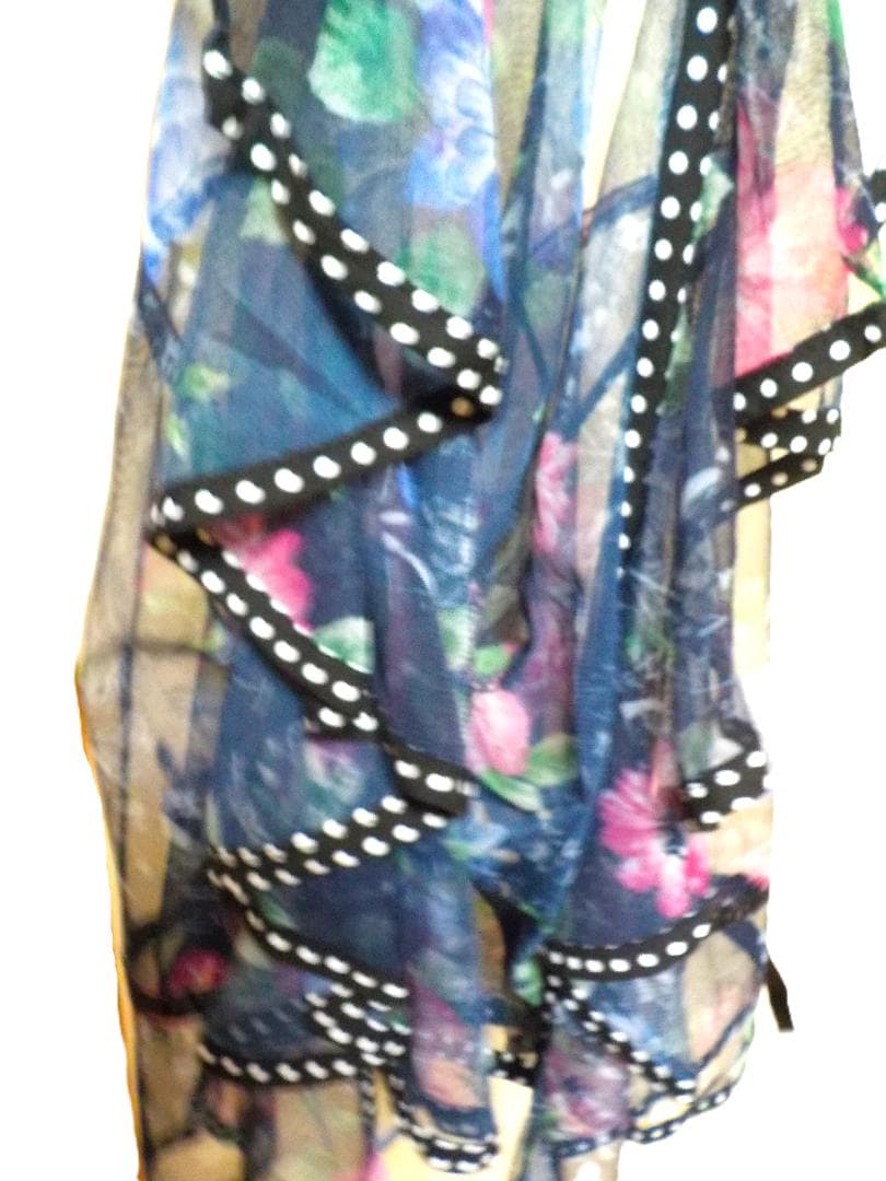 ボレロブラウス　ゴシック花柄　シースルーフリル　リボン