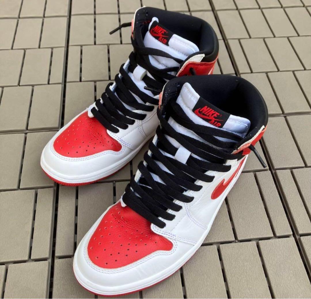 美品NIKE エアジョーダン1 High OG ヘリテージ　27.5cm 白／赤