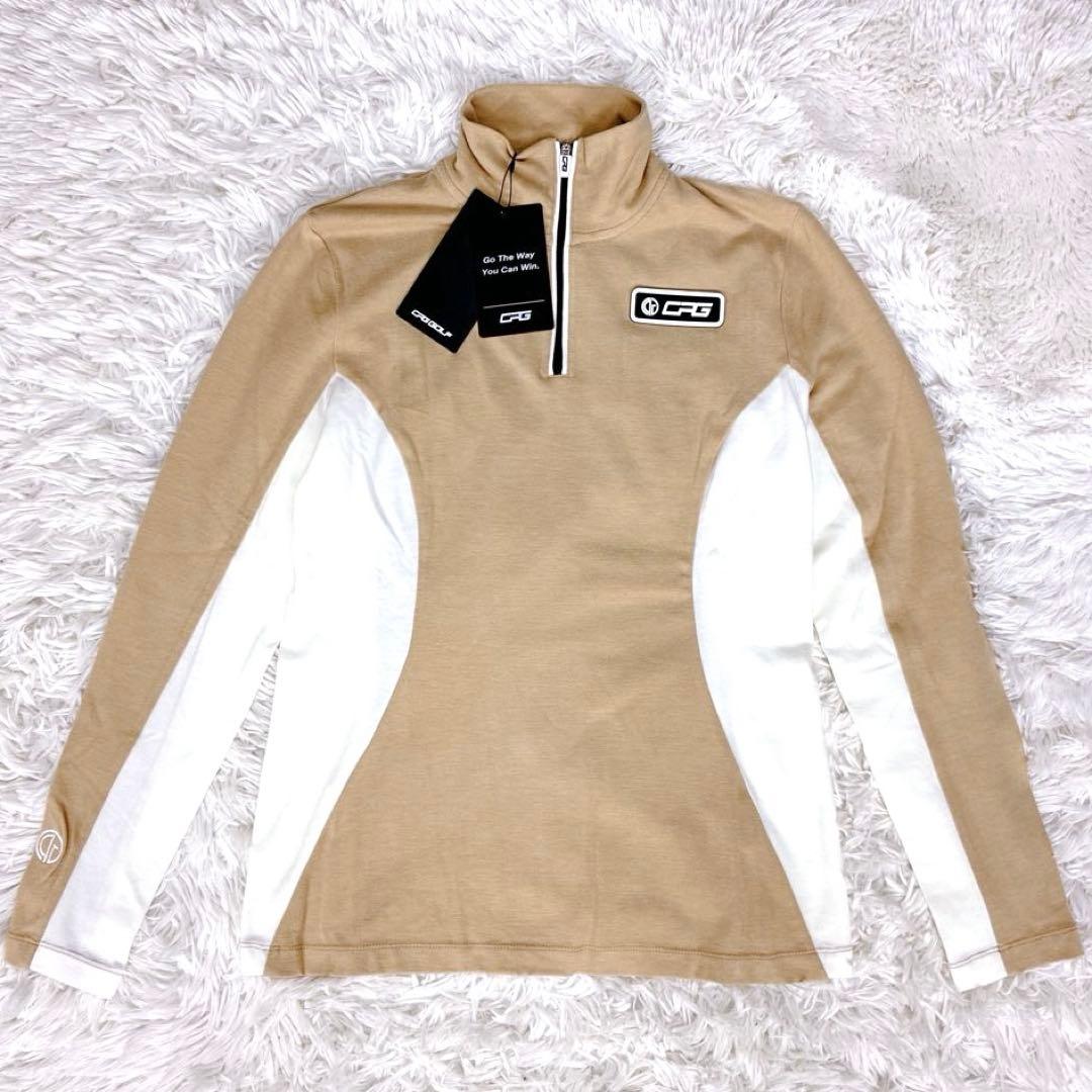 新品タグ CPG GOLF ハーフジップ長袖シャツ ハイネック モックネック M
